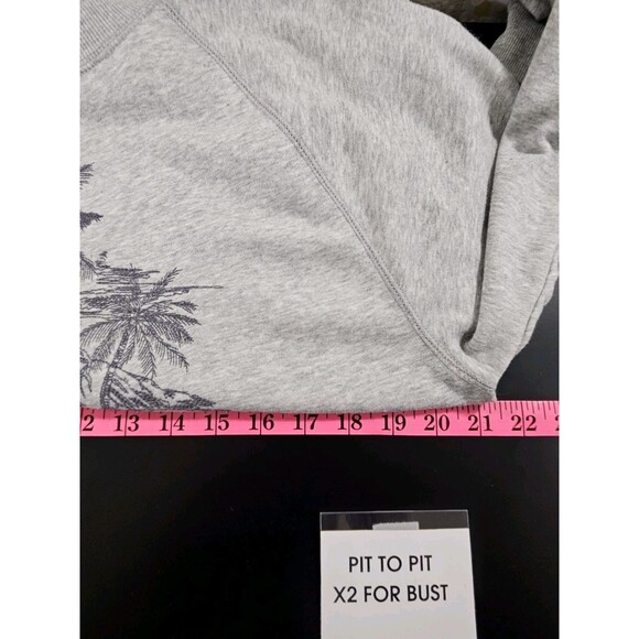 Old Navy Womens Medium Gray Sweater Cropped Palm Trees Coastal Paradise Tropical - Picture 14 of 16